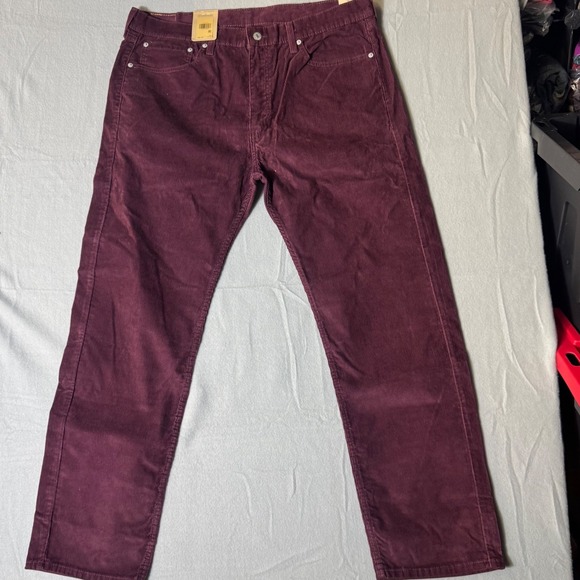 Levis 505 Regular Fit Corduroy Pants Mens 38x32 Burgundy Red 005052742 NEW